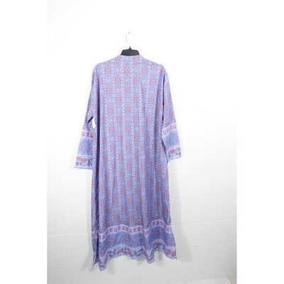 SHEIN X Maxi Dress Women Large Purple Pink Floral Medallion Long Sleeve Collared