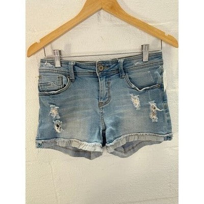 L&M Jeans Light Wash Mid-Rise Distressed Denim Shorts Size Medium kids