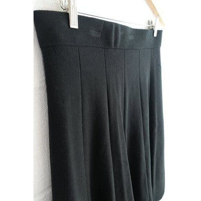 Scoop Black Pleated Knit Midi Skirt Size Medium