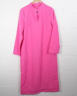 SHEIN Midi Dress Women Large Hot Pink Mandarin Collar Long Sleeve Keyhole Neck