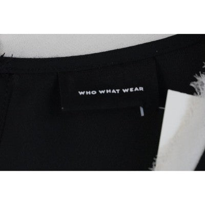 Who What Wear Womens Sleeveless Layered Blouse Black White Medium Keyhole Back