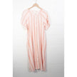 Time and Tru Double Cloth Midi Dress Women Large Coral Peony Striped Button