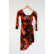 Monaco Velvet Wrap Dress Womens Small Orange Brown Off Shoulder Long Sleeve