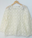 Cato Blouse Womens Medium White Floral Lace Sheer Bell Sleeve Party Boho Top