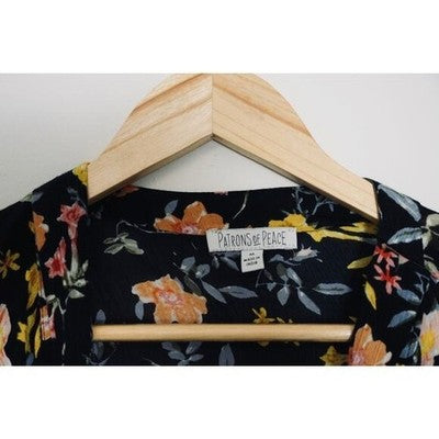 Patrons of Peace Black Floral Cardigan Size Medium