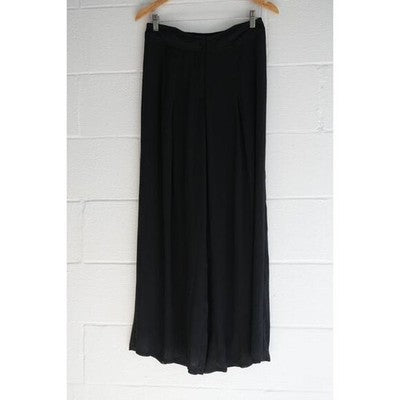 ASHRO Black Wide-Leg Pleated Trousers Size 8