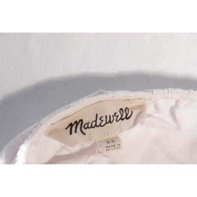 Madewell Womens XS White Cold Shoulder Tie Sleeve Blouse Square Neck Top