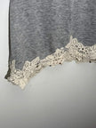 mmCmmCmm Gray Heathered Lace Hem Back-Tie Sleeveless Top, SIze Medium