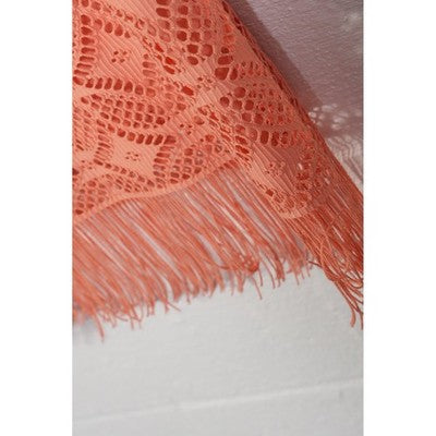 Cato Crochet Lace Midi Skirt Women Size 14 Coral Peach Fringe Hem Boho