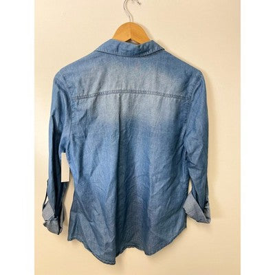 Love Tree Button-Down Denim Shirt - Medium