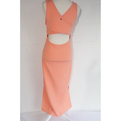 Roxy Maxi Dress Women Medium Peach Sleeveless Cut-Out Open Back Side Slit