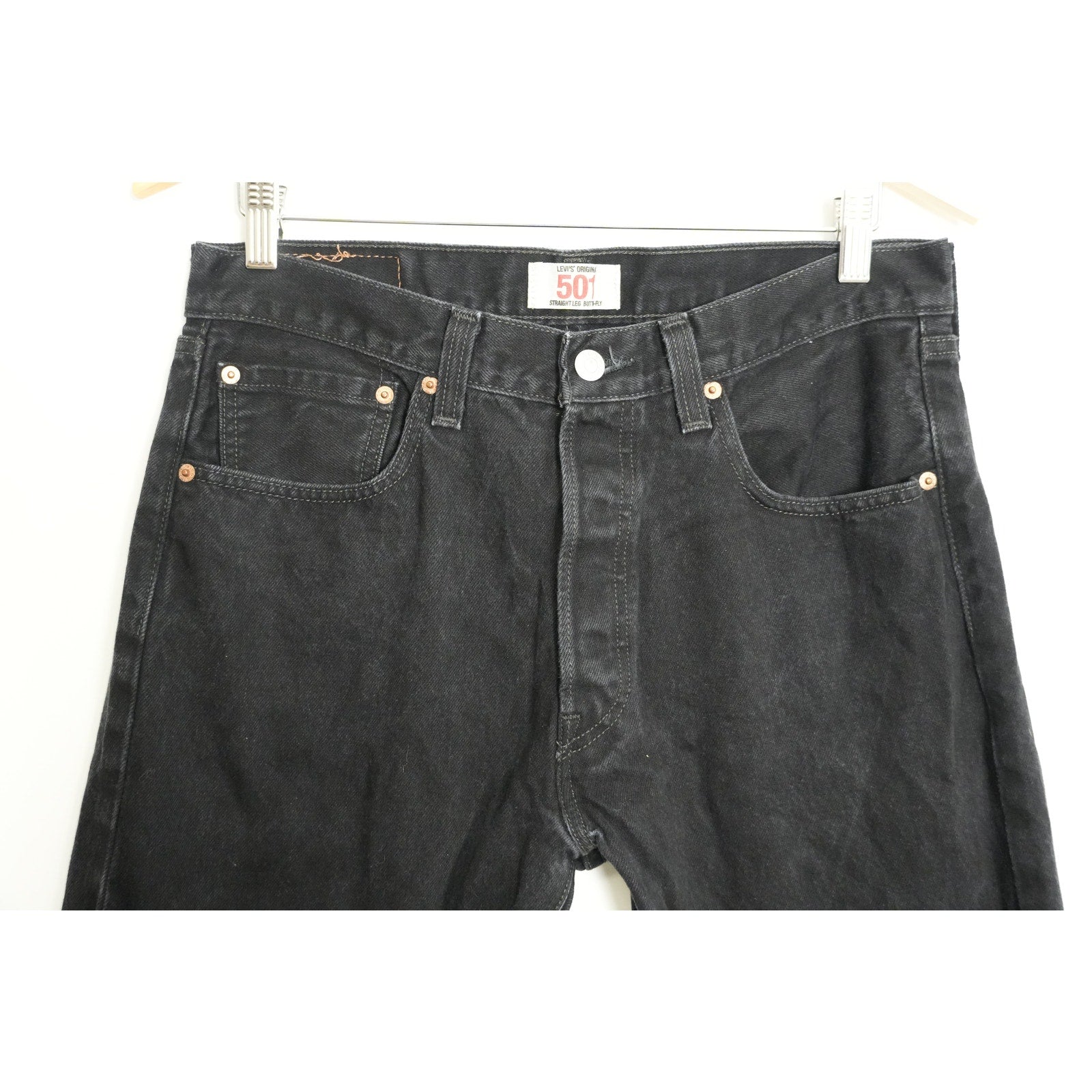 LEVI’S Original 501 Straight Leg Button Fly Black Jeans Size 33x32
