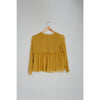 Zara Trafaluc Collection Mustard Yellow Embroidered Long Sleeve Blouse Size Medium