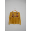 Zara Trafaluc Collection Mustard Yellow Embroidered Long Sleeve Blouse Size Medium