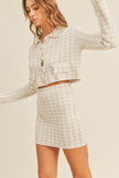 Houndstooth Cropped Knit Cardigan and Mini Skirt Set