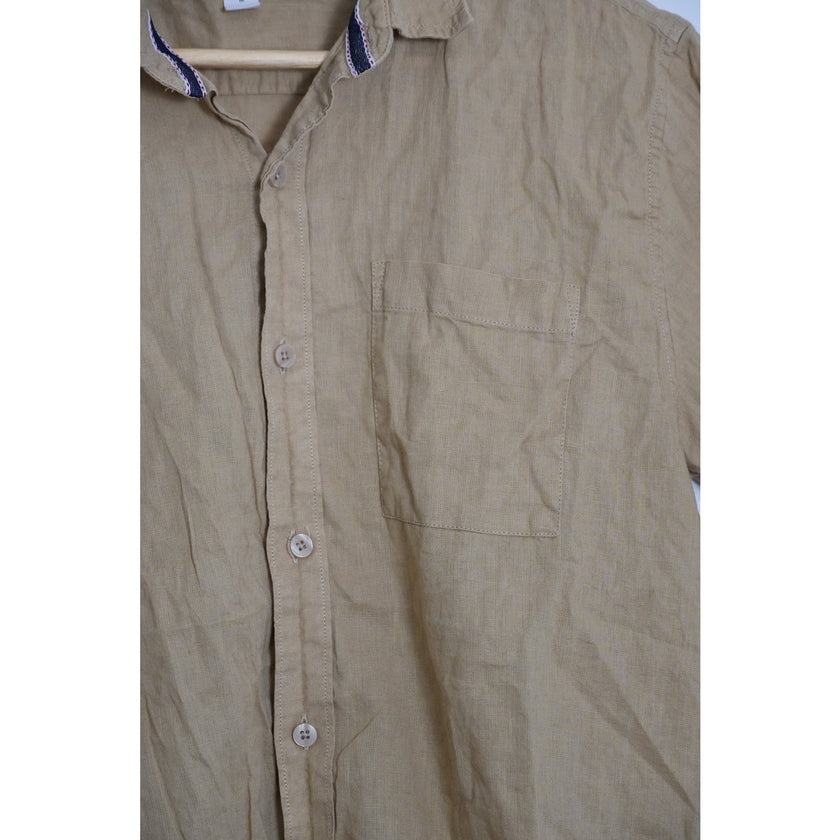 Sun and Stone Men’s Tan Linen Button Up Size medium