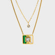 The Press Retro Geometric Pendant Double Layer Necklace (in-store)