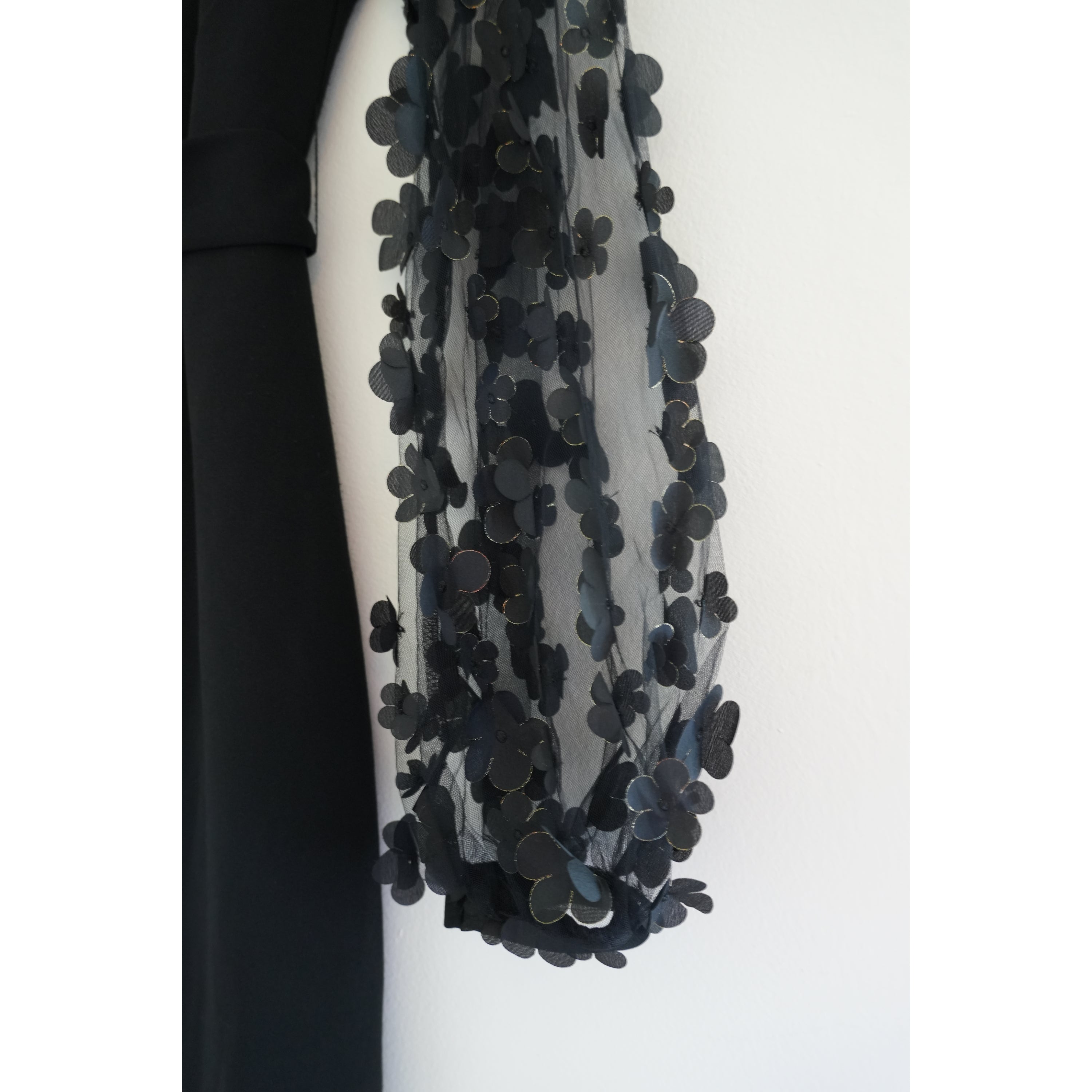 Shein Black Sheer Bell Longsleeve Dress Size Medium