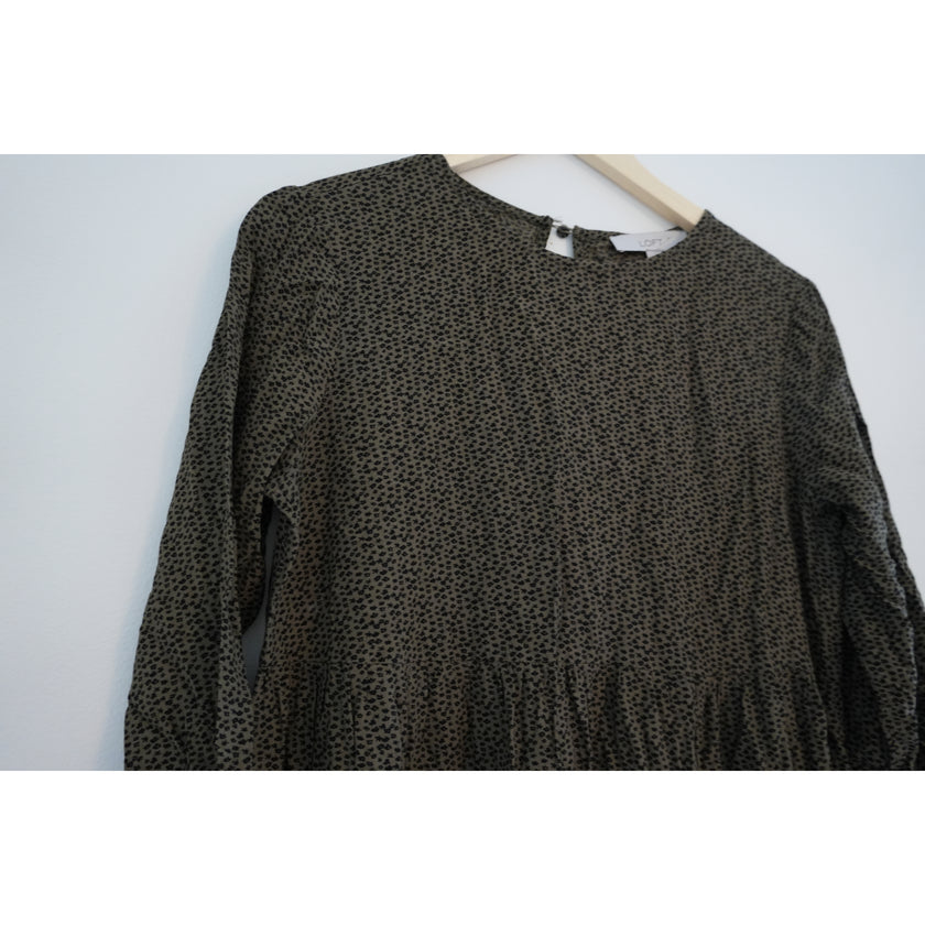 Loft Printed Flowy Long Sleeve Dress Size Small