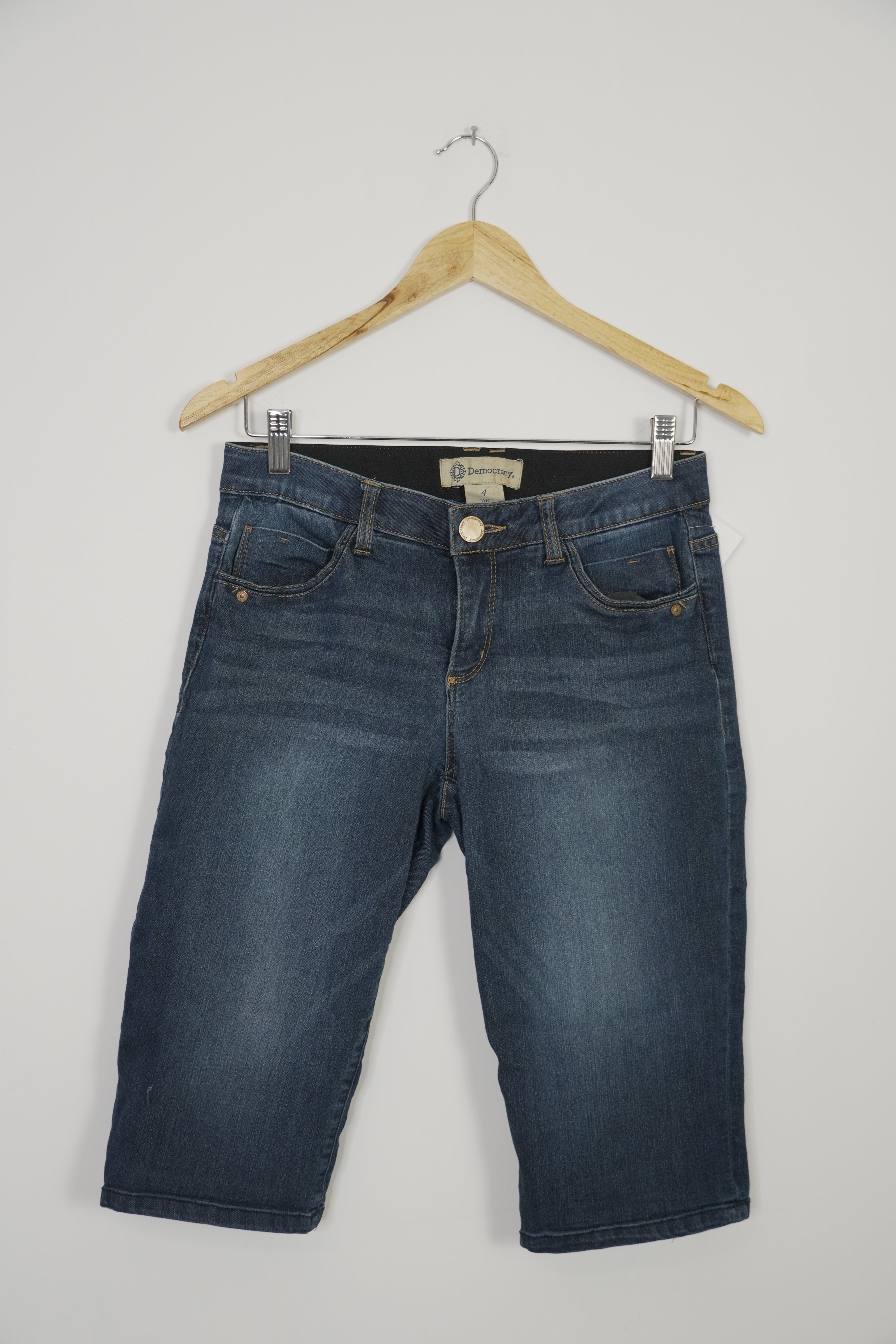 Democracy Dark Wash Bermuda Shorts With “Ab Technology” Size 4