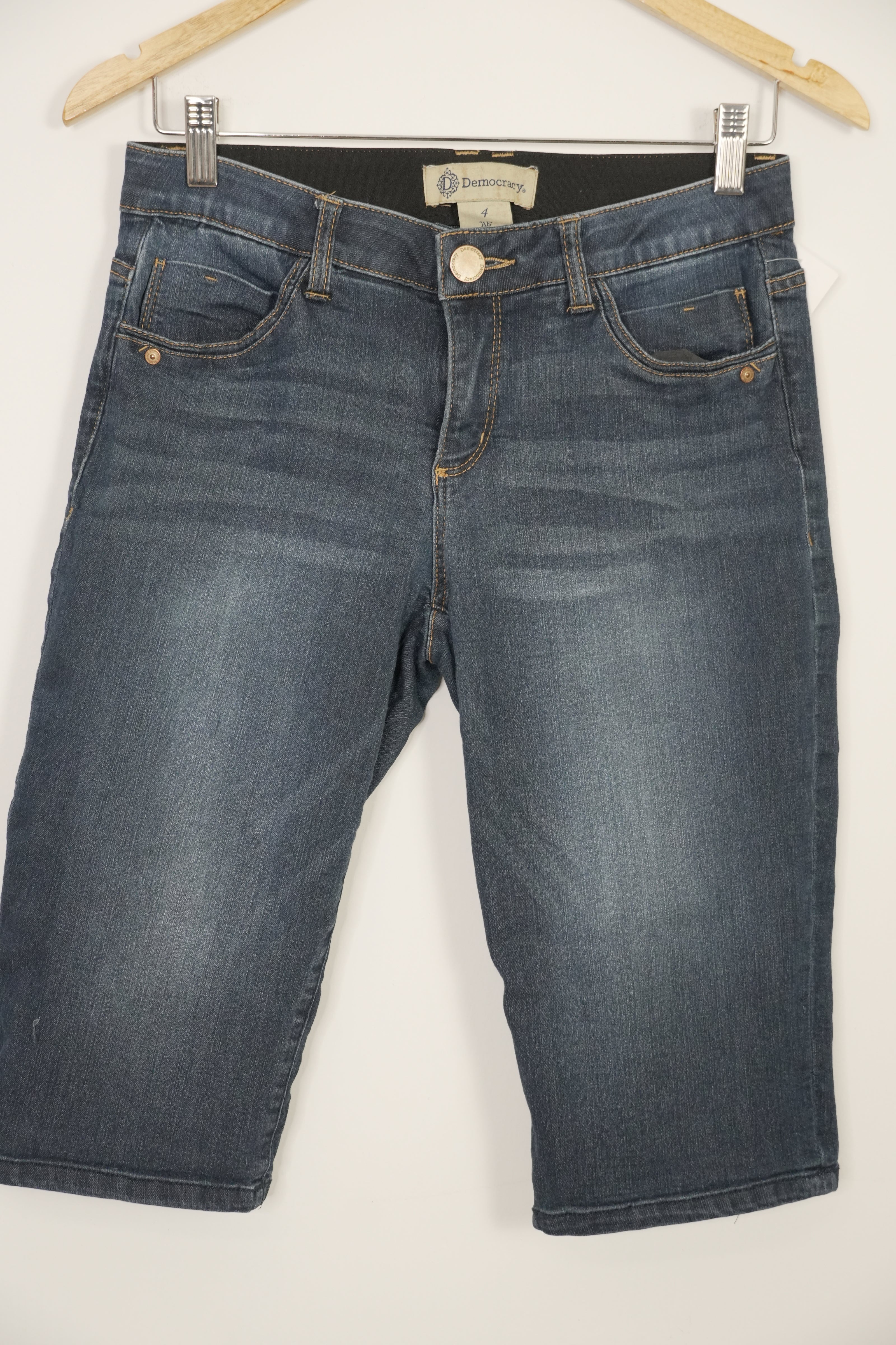 Democracy Dark Wash Bermuda Shorts With “Ab Technology” Size 4