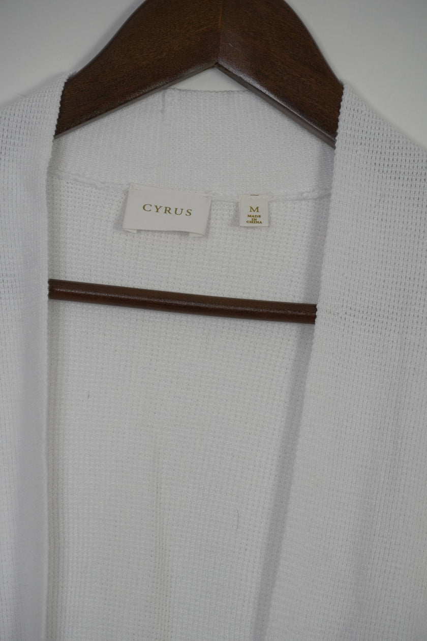 Cyrus White Waffle Knit Cardigan Size Medium