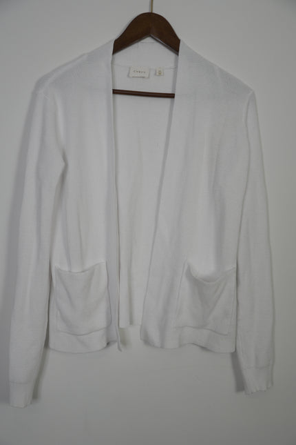 Cyrus White Waffle Knit Cardigan Size Medium