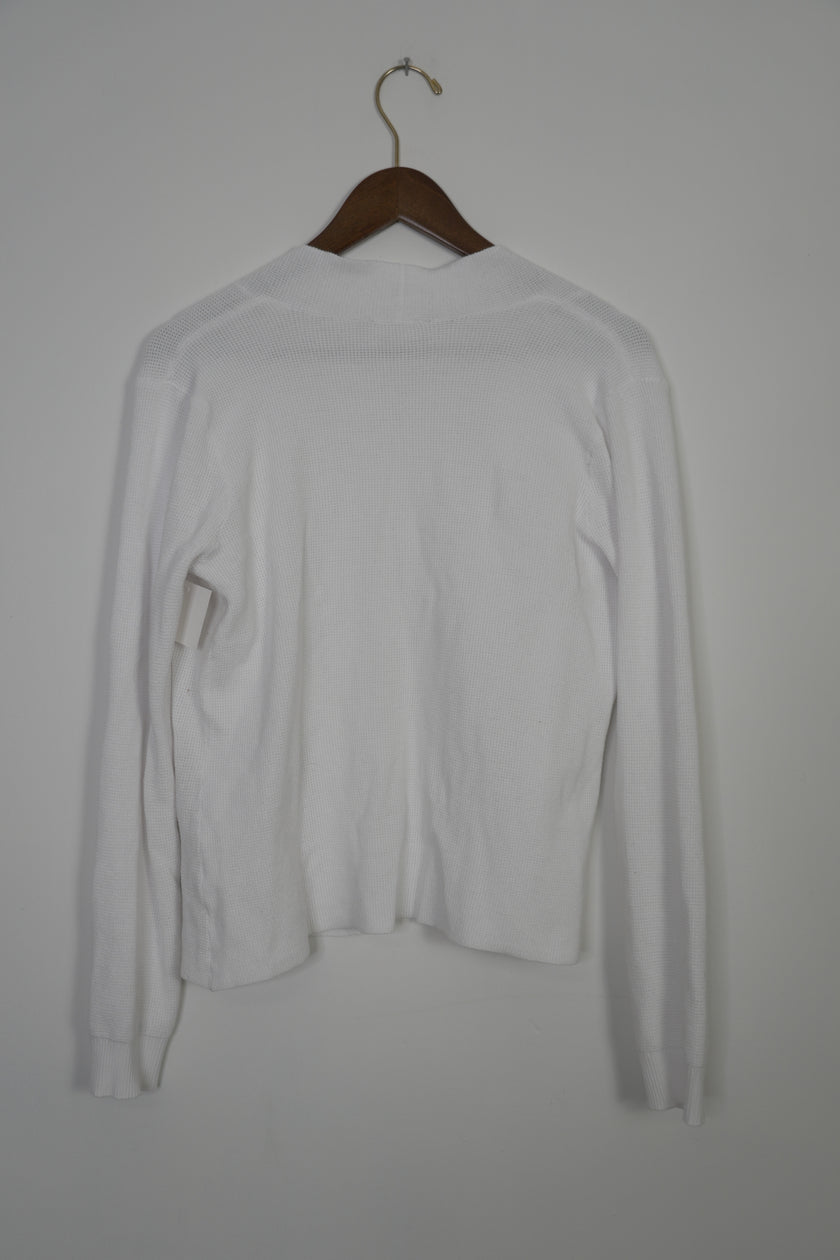 Cyrus White Waffle Knit Cardigan Size Medium