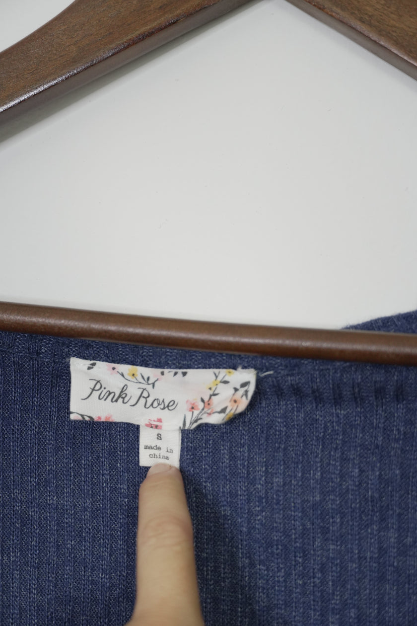 Pink Rose Blue Cardigan with Hood Size Small