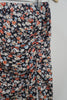 Black and Floral Ruched Skirt with Side Slit Size Large