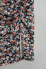 Black and Floral Ruched Skirt with Side Slit Size Large