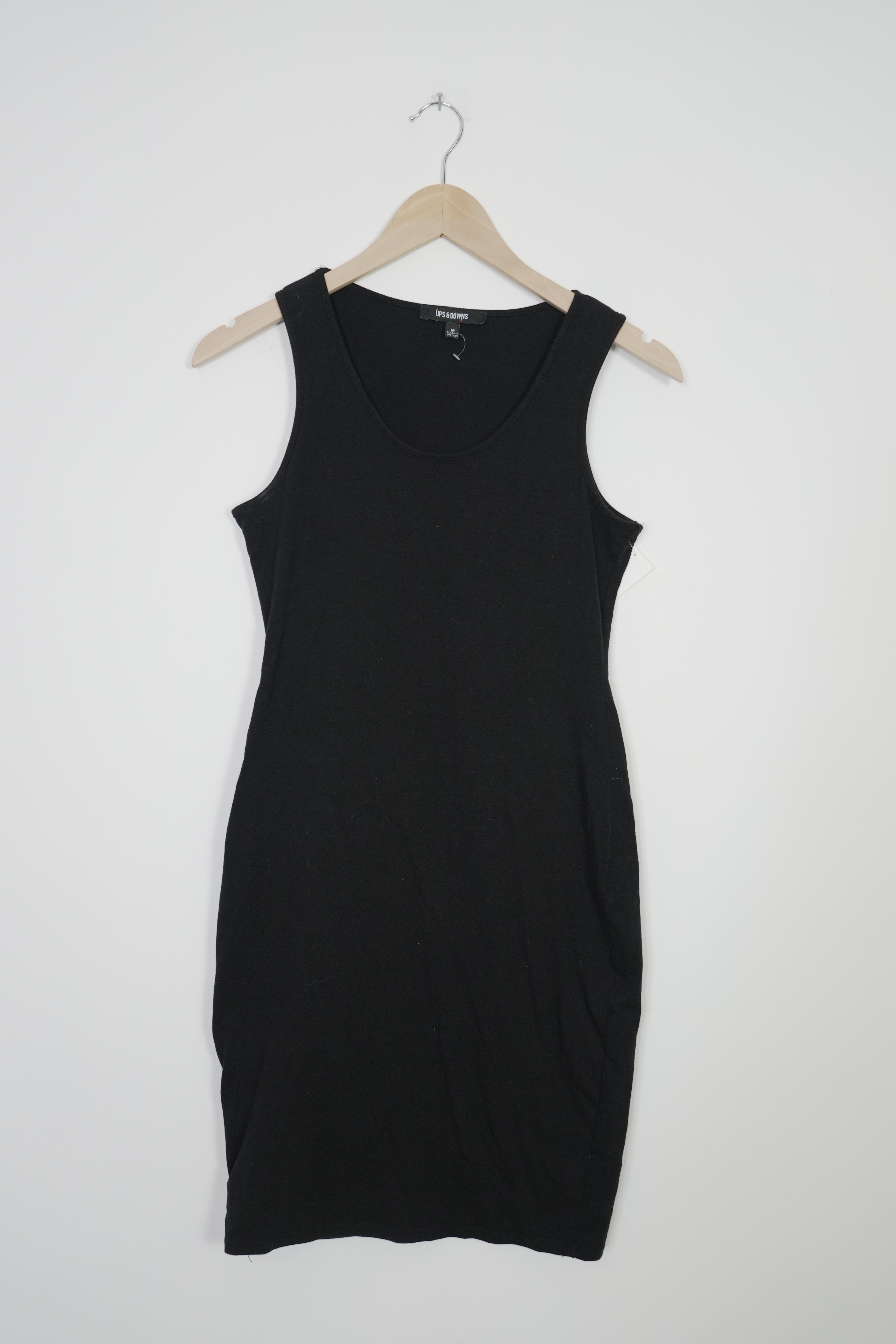 Ups & Downs Bodycon Dress Women Medium Black Sleeveless Scoop Neck Mini Stretch