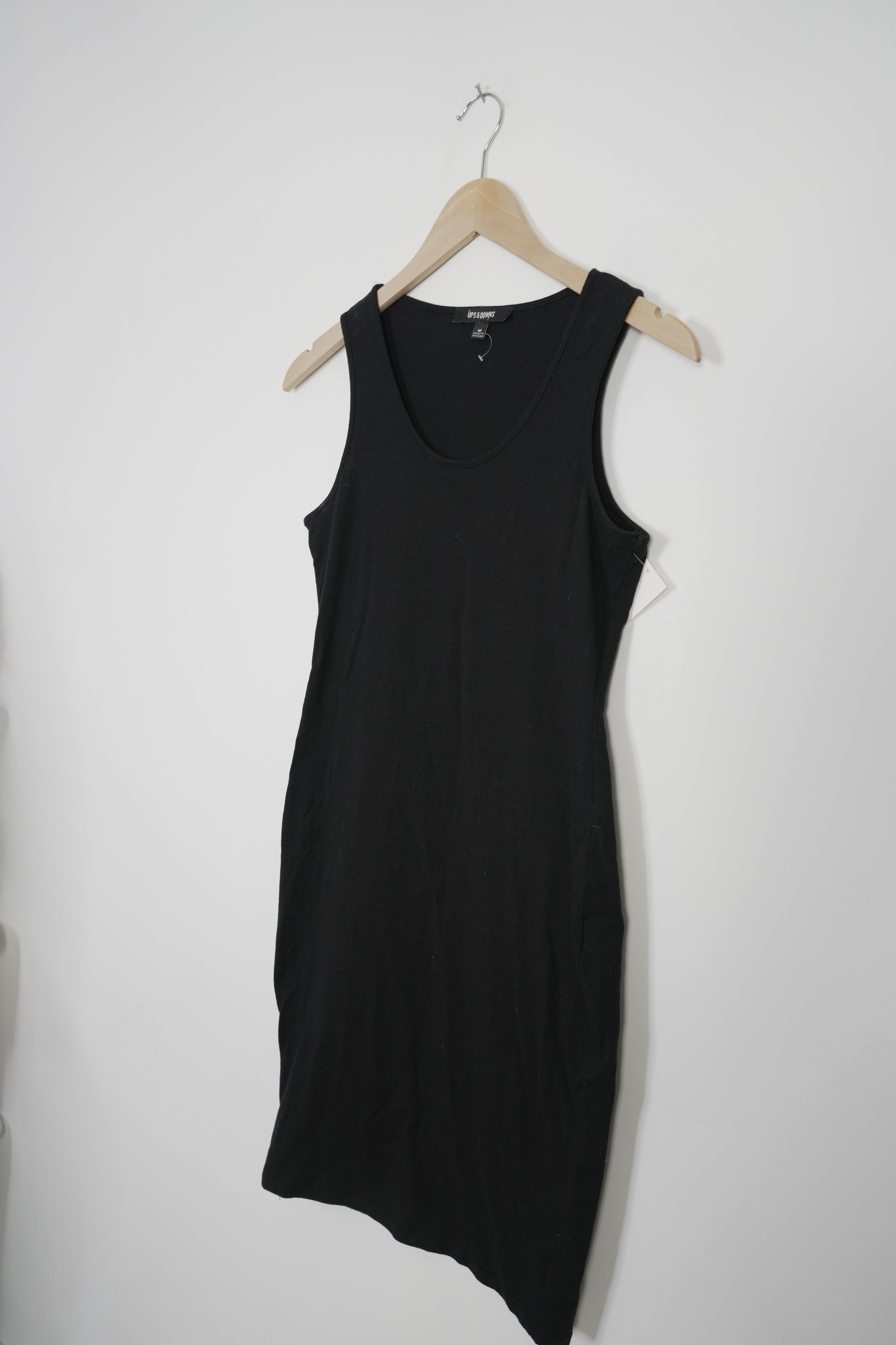 Ups & Downs Bodycon Dress Women Medium Black Sleeveless Scoop Neck Mini Stretch