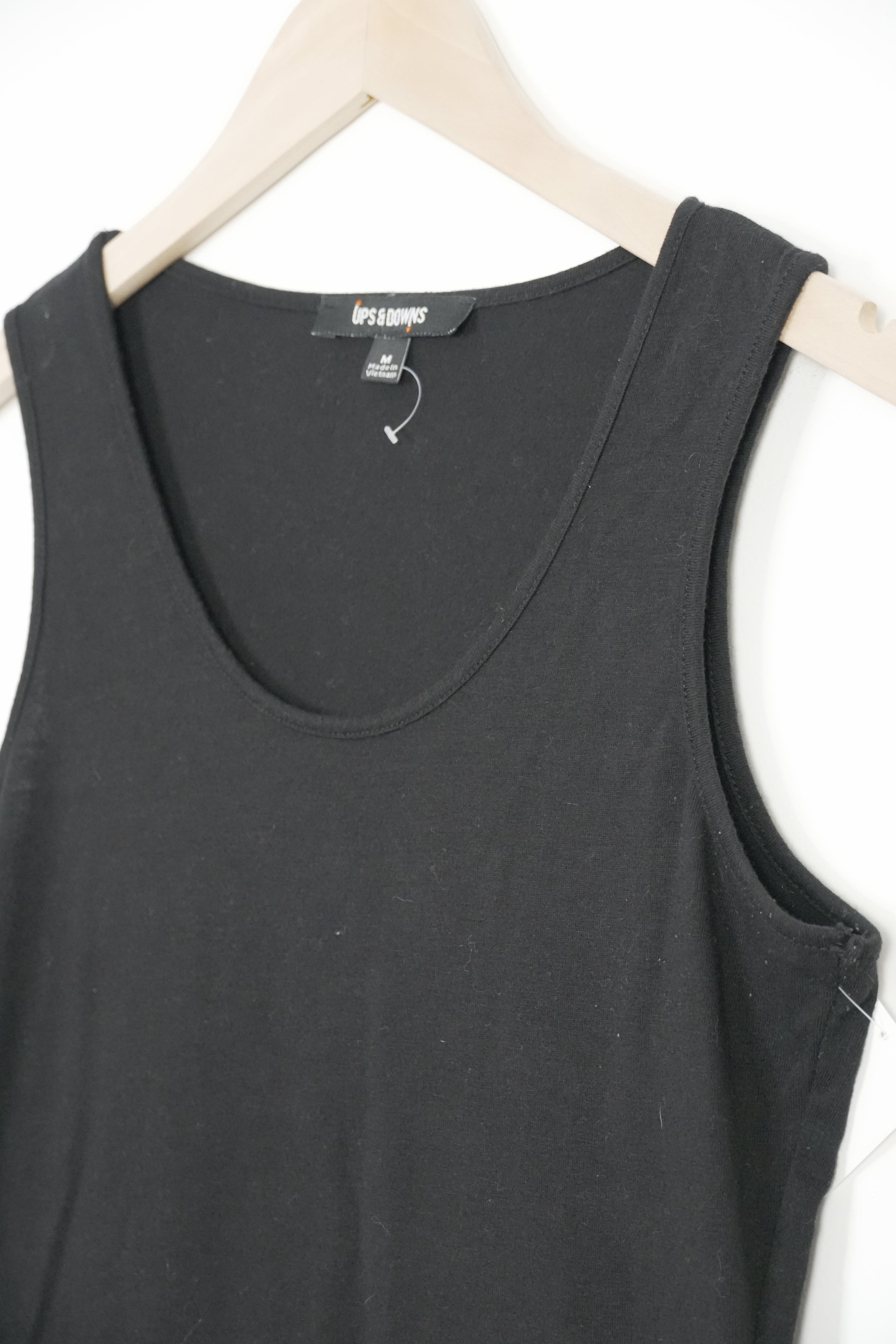 Ups & Downs Bodycon Dress Women Medium Black Sleeveless Scoop Neck Mini Stretch