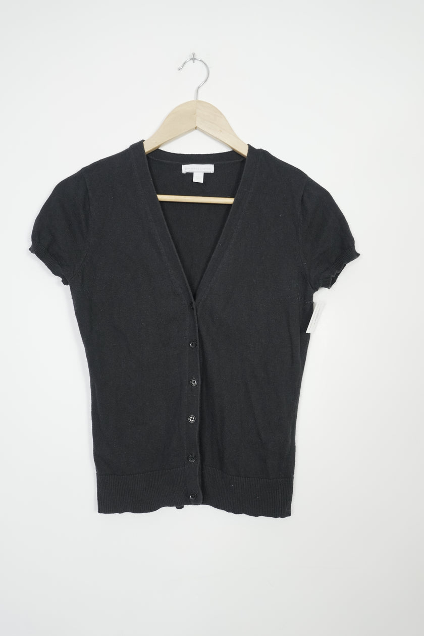 New York & Company Black Short Sleeve Cardigan Size Small