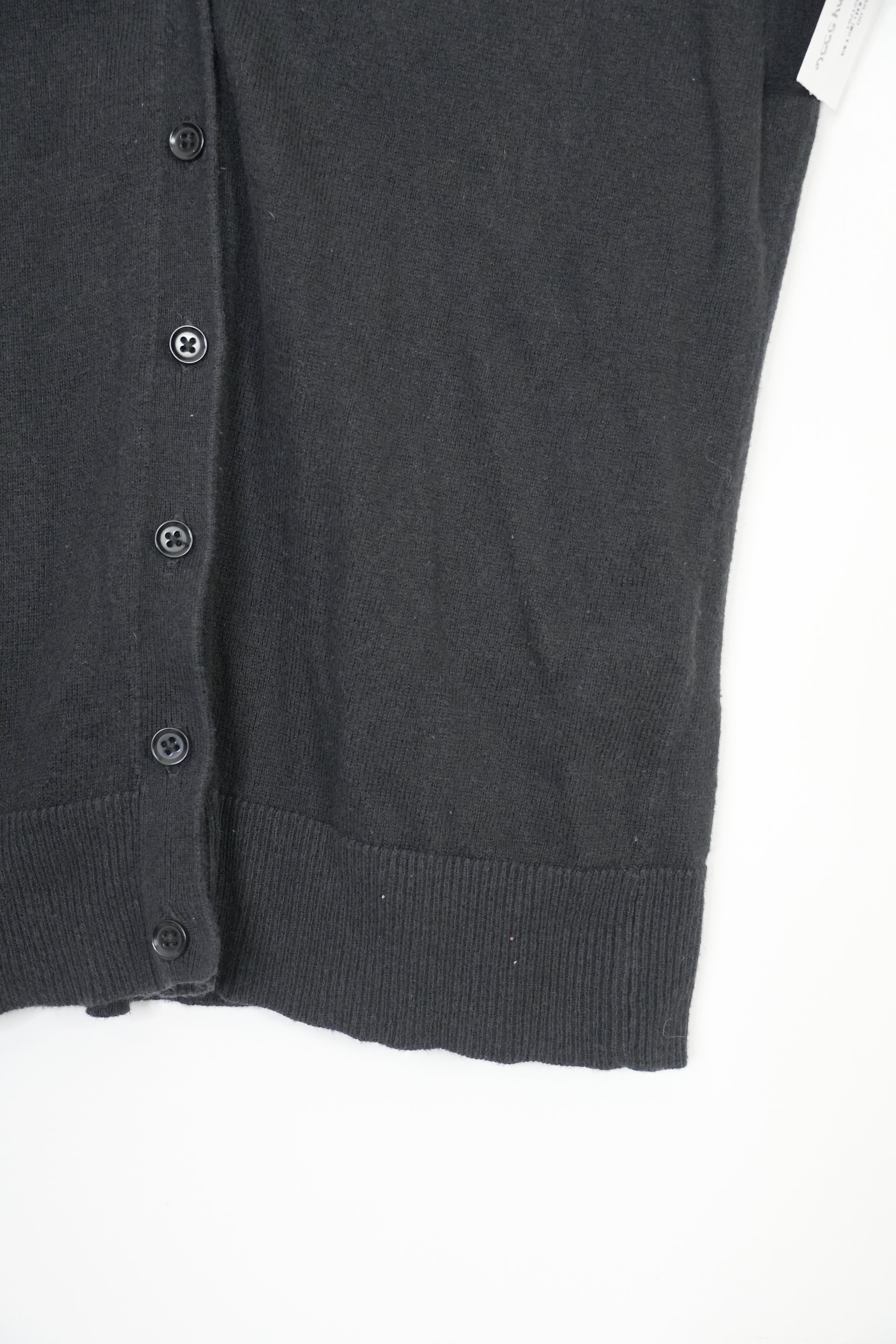 New York & Company Cardigan Women Small Black Short Sleeve V-Neck Button Front