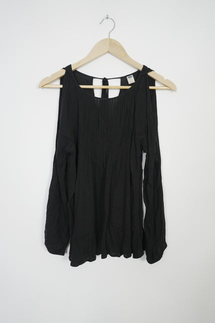 Old Navy Black Cold Shoulder Blouse Size Small