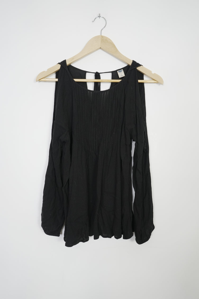 Old Navy Black Cold Shoulder Blouse Size Small