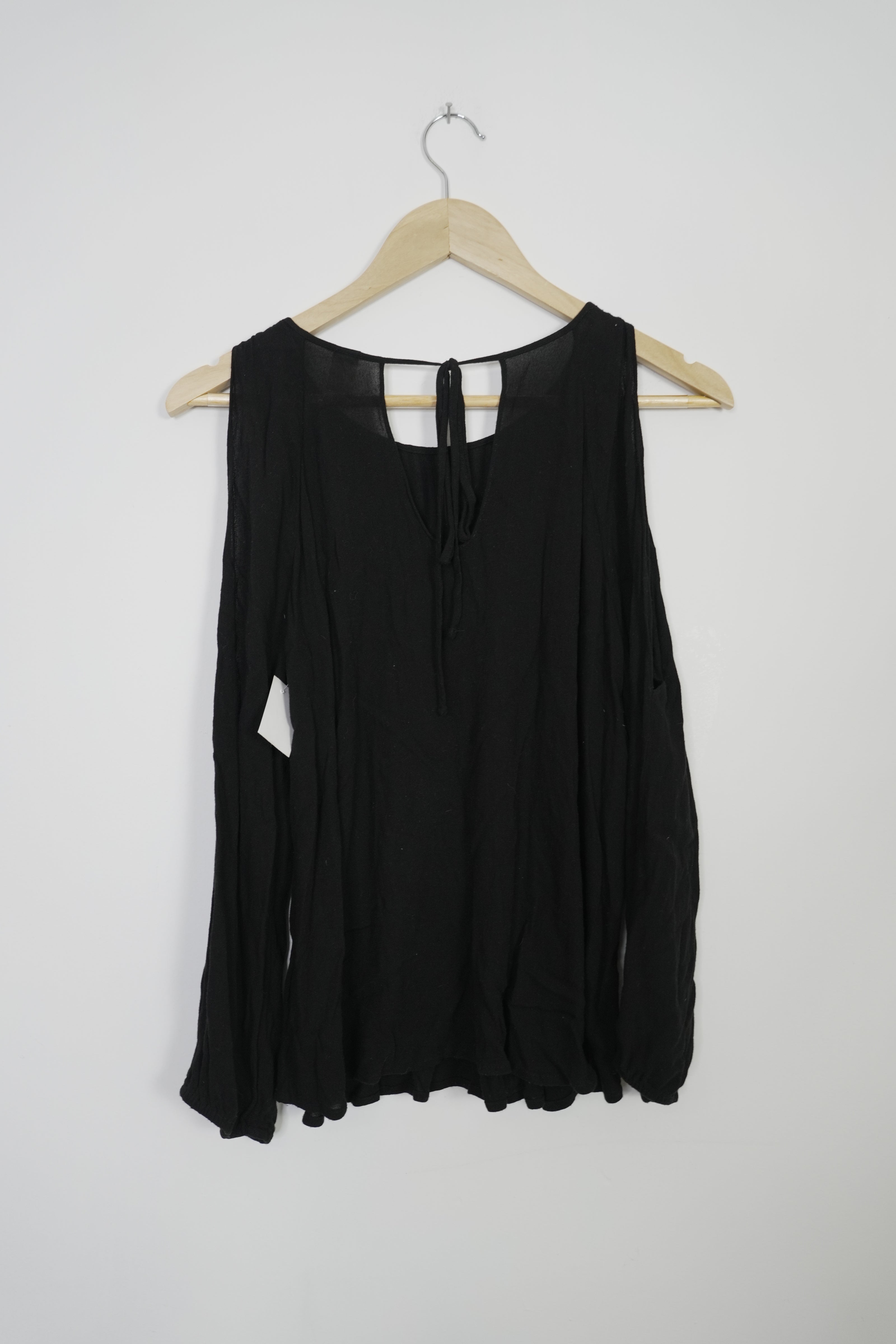 Old Navy Black Cold Shoulder Blouse Size Small