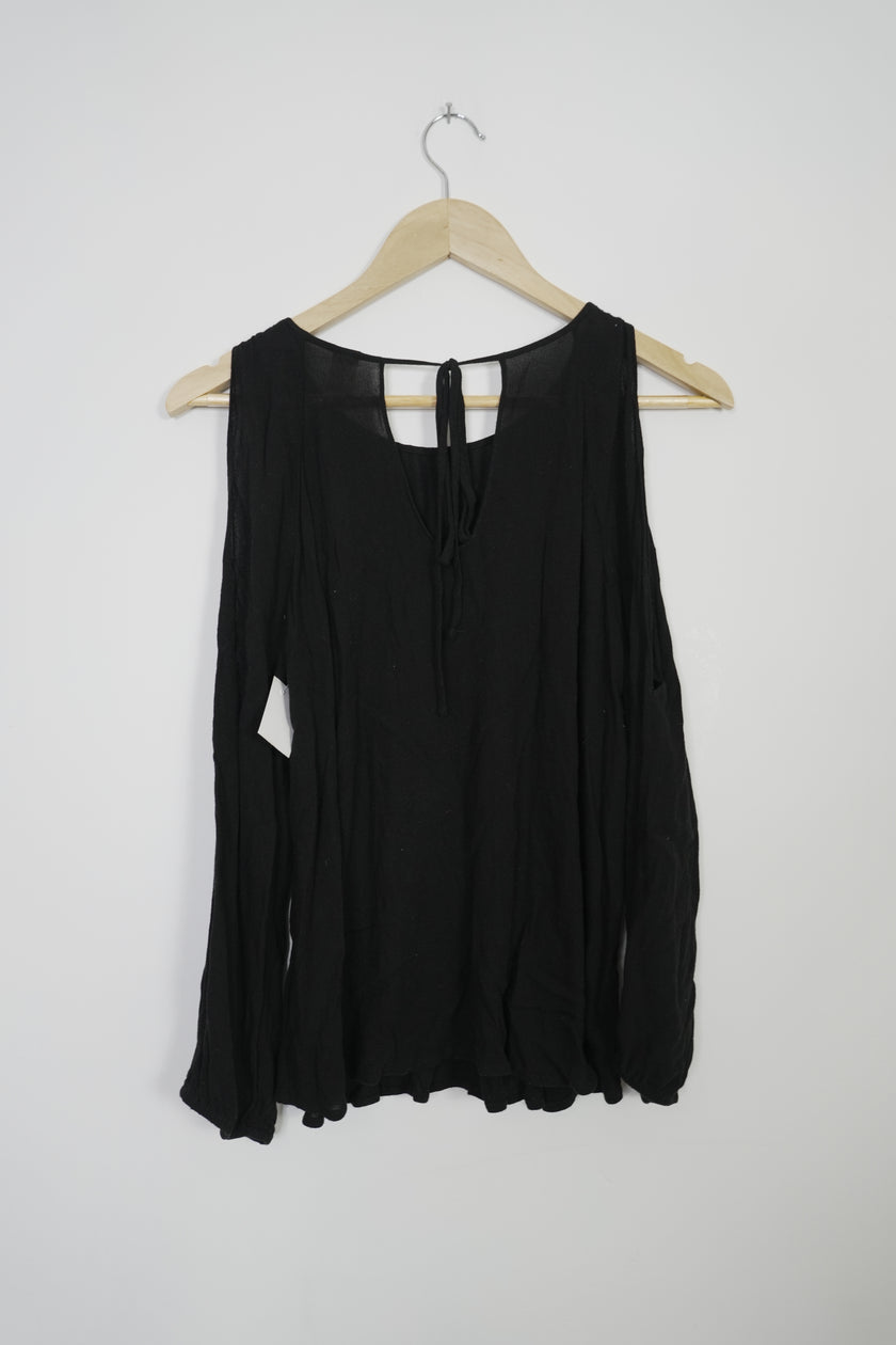 Old Navy Black Cold Shoulder Blouse Size Small