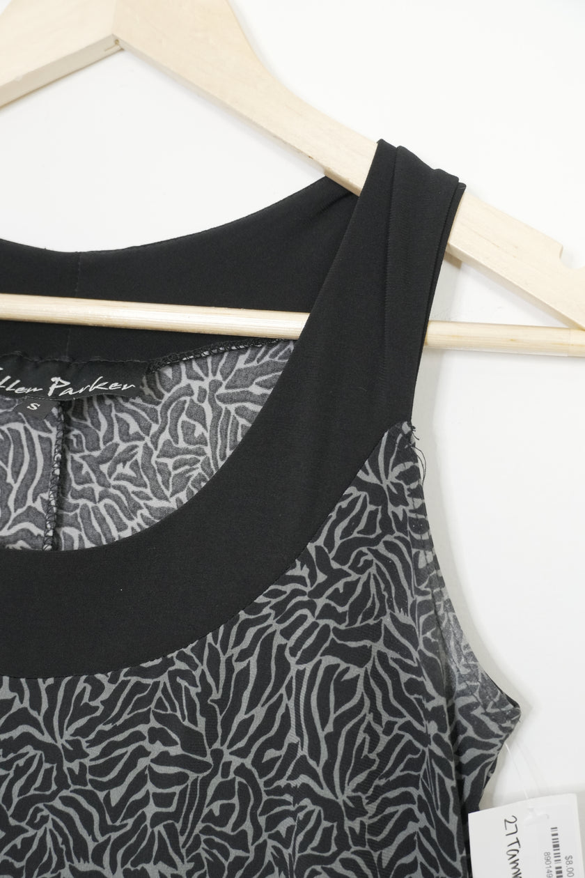 Ellen Parker Black and Grey Shift Dress Size Small