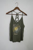 Dark Green Sunflower Graphic Tank Top Size Medium