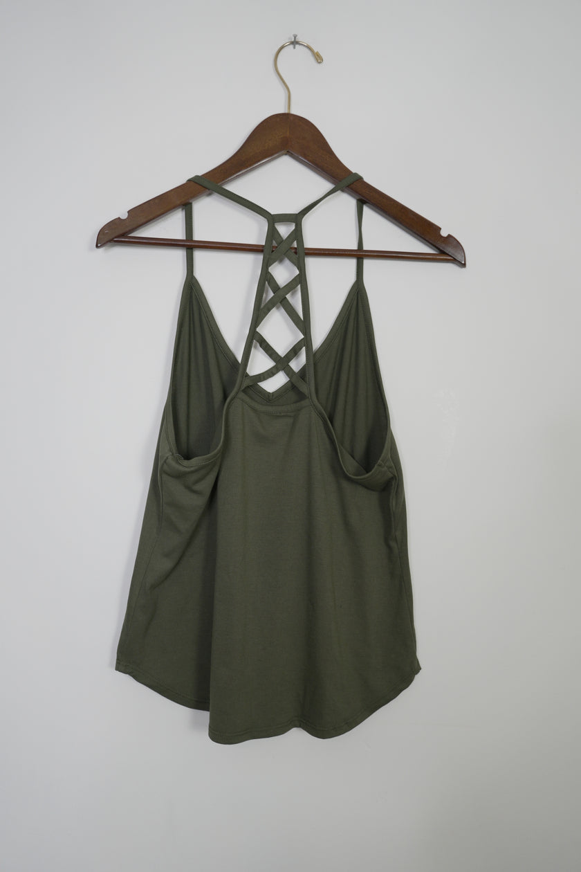 Dark Green Sunflower Graphic Tank Top Size Medium