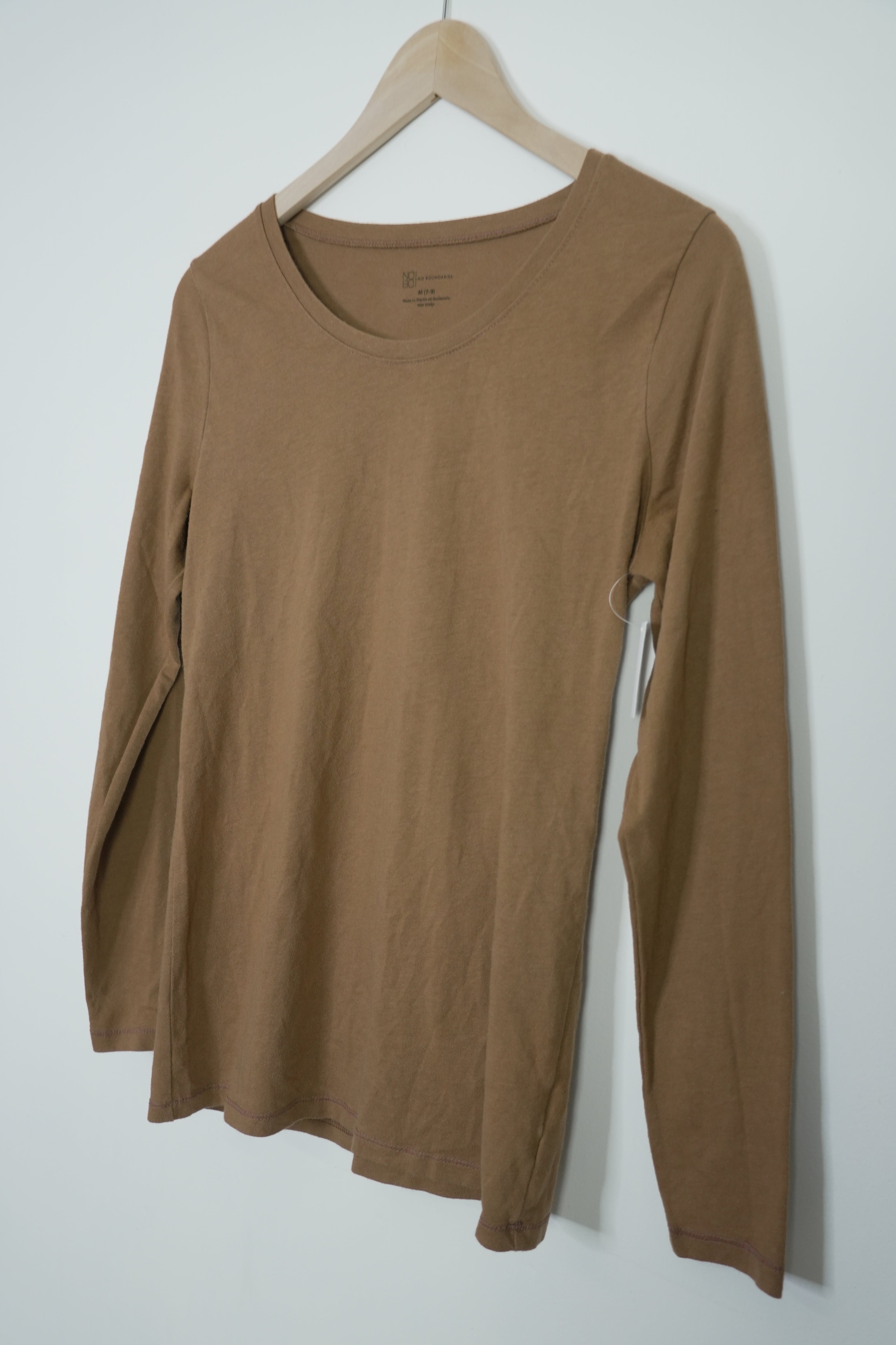 Juniors Brown Long Sleeve Top Size Medium