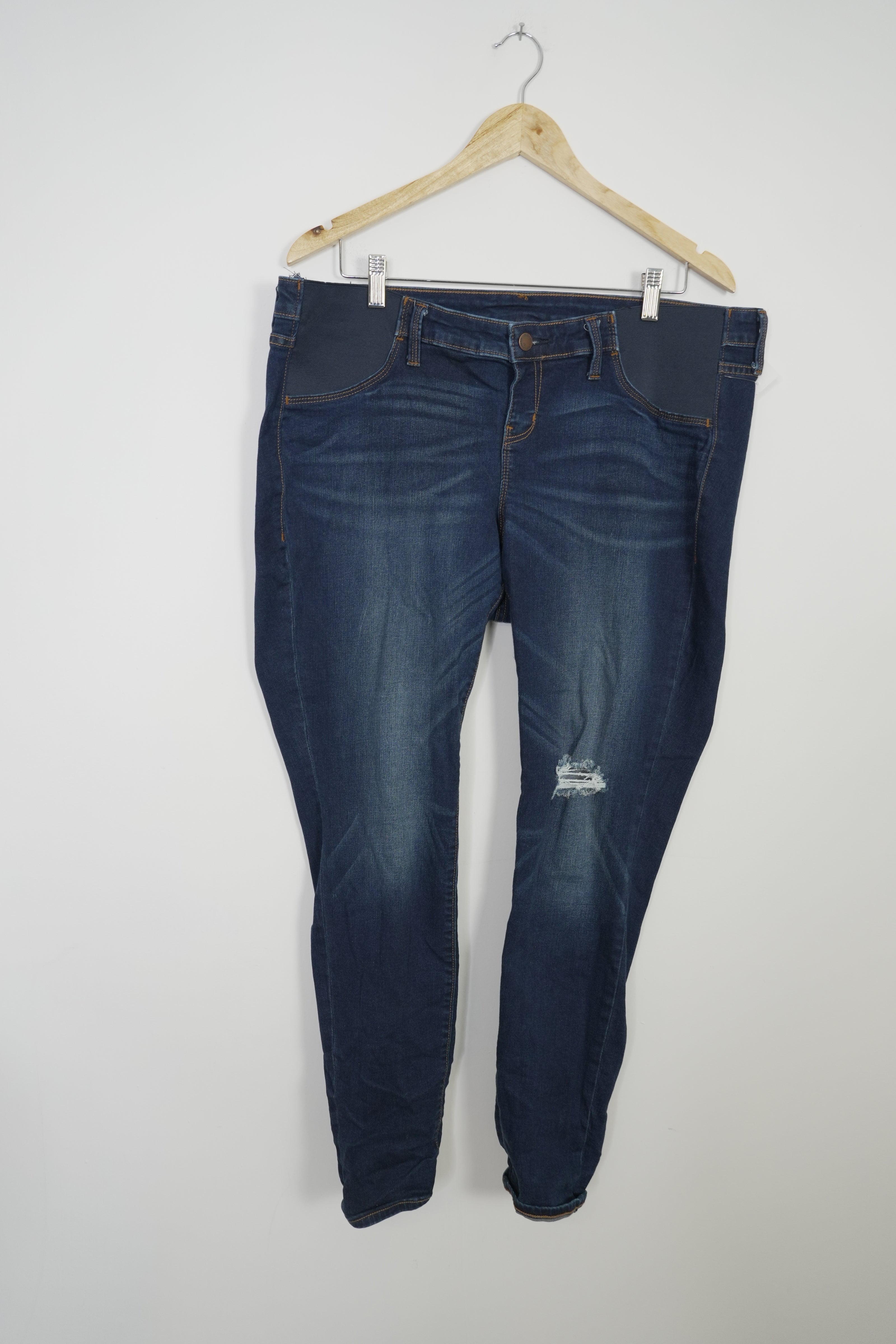 Old Navy Maternity Dark Wash Distressed Skinny Jeans Size 14