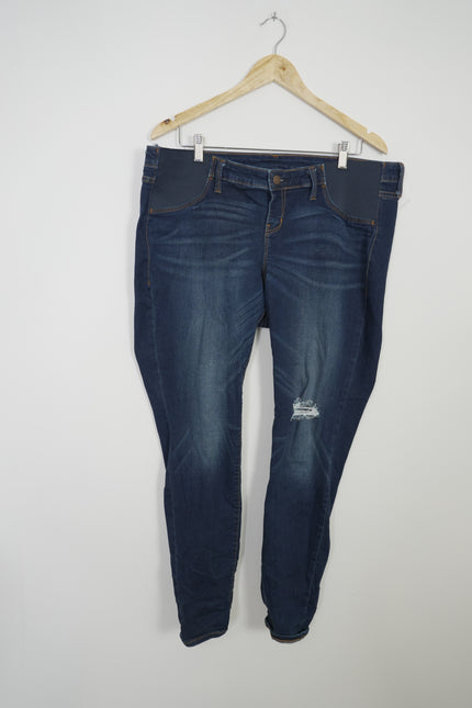 Old Navy Maternity Dark Wash Distressed Skinny Jeans Size 14