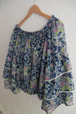 Navy Floral Off-Shoulder Ruffle Sleeve Top Size Medium