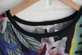 C&C California Black Multi-Color Floral Print Pullover Sweatshirt Size Medium