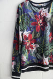 C&C California Black Multi-Color Floral Print Pullover Sweatshirt Size Medium