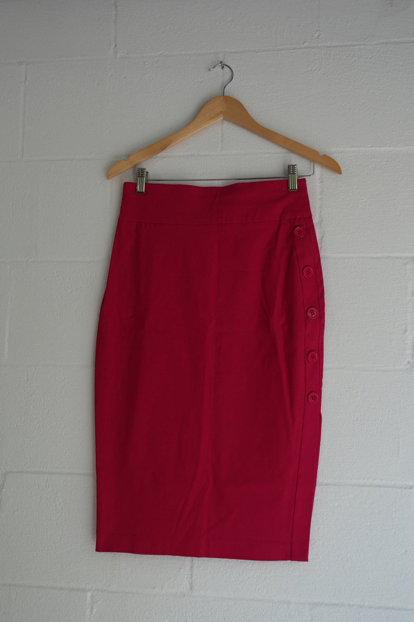 7th Avenue Design Studio Fuchsia Pencil Skirt with Side Buttons Size Small